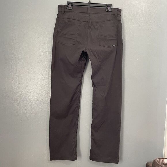 Prana Pants Mens 33x32 Gray Brion Stretch Slim Fit Outdoor Hiking Straight - Picture 6 of 10